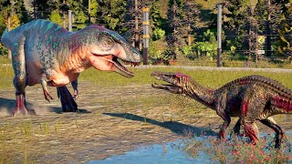 Dinosaur Battle Royale  Allosaurus vs Baryonyx Carnotaurus amp Other Dinosaurs Jurassic World Ev2 [upl. by Anival]