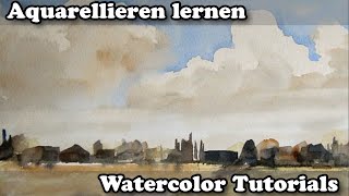 Aquarell Cumulus oder Haufenwolken [upl. by Trometer]