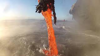 Amazing up close footage of Lava entering the ocean [upl. by Yahska]