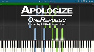 OneRepublic  Apologize Piano Cover Synthesia Tutorial by LittleTranscriber [upl. by Asila]