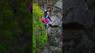 Woman is doing freestyle highlining tricks [upl. by Rehctelf685]