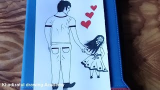 How to draw a father love with daughter very easy artdrawing trending fatherlove youtubevideo [upl. by Nayr]