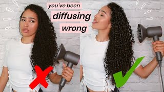 HOW TO DIFFUSE CURLS IN 10 MINUTES NO FRIZZ NO SHRINKAGE [upl. by Narda578]