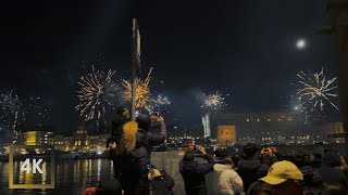 New Years eve 2024 in Stockholm Sweden  4K HDR With CountDown [upl. by Nitsa]