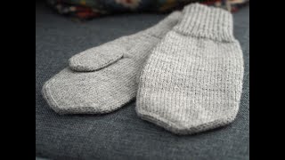 How to knit mittens Step by step tutorial One colour and leaf shaped tip [upl. by Kreda]