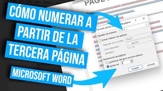 Word Cómo numerar a partir de la tercera página [upl. by Maighdlin]