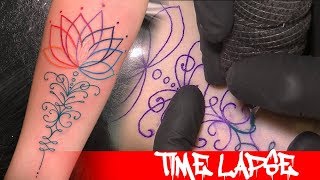 Rainbow lotus  Tattoo time lapse [upl. by Arihsat744]