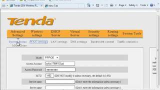 Tenda PPoE Setting ADSL virtual Dialup Configuration Video [upl. by Yruok]