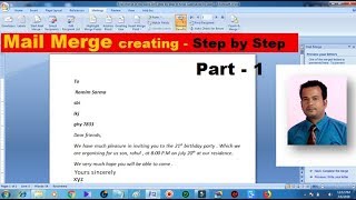 Mail merge in ms word 2007 step by step Part  1 creating Mail Merge [upl. by Hokanson]