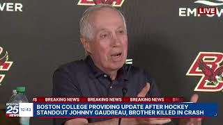 WATCH LIVE Boston College providing update after hockey standout Johnny Gaudreau killed in crash [upl. by Phio]