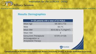 Complications of Percutaneous Endoscopic Biliary Lithectomy PEBL A Single Institution Experience [upl. by Eirena]