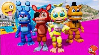 FNAF WORLD ANIMATRONICS STUNT PLAYGROUND GTA 5 Mods FNAF RedHatter [upl. by Ynove]