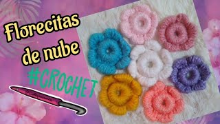 ¿QUE HACER CON TUS SOBRANTES DE HILO FLORECITAS NUBE TEJIDAS A CROCHET SUPER FÁCILES [upl. by Ermine]