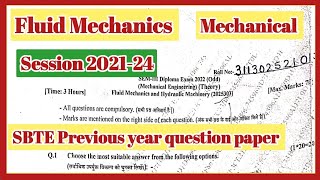 Fluid Mechanics Full analysis SBTE previous Year Question  Objective Analysis Mechanical [upl. by Enomsed]