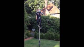 Chainsaw juggling on a tall unicycle WOW [upl. by Mendie]