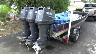 Triple Yamaha 90HP Outboards On My Jon Boat [upl. by Otanutrof]