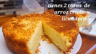 Hice el famoso pastel de ARROZ crudo😋 en licuadora gluten free [upl. by Auqenahs]