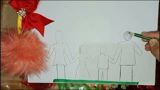 Happy family sketch picture art drawing easydrawing newvideo pencildrawing love happy family [upl. by Enelrae]