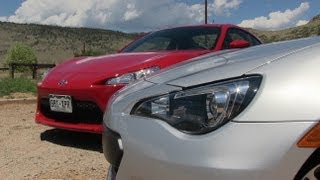 2013 Subaru BRZ vs Scion FRS 060 MPH Mile High Mashup Review [upl. by Yeleak581]