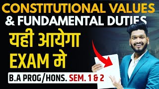 Constitutional Values and Fundamental Duties BA ProgHons Semester 1st amp 2nd Imp Ques with Ans [upl. by Hild]