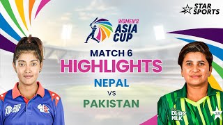 NEPvPAK Womens Asia Cup Highlights  Pakistan bounce back with a win  WomensAsiaCupOnStar [upl. by Runck]