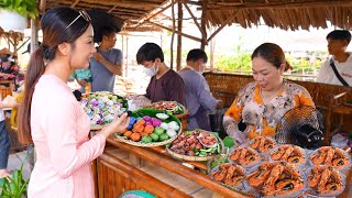 Độc lạ ngồi đò qua chợ cù lao ăn tôm càng sông nướng 600 ngàn ký nhãn tím hiếm có tuần bán 1 ngày [upl. by Limaj420]