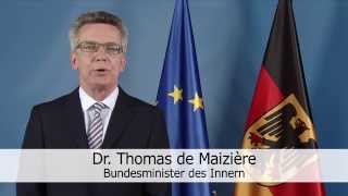 Videobotschaft des Bundesinnenministers de Maizière zum 2 Zukunftskongress Staat und Verwaltung [upl. by Reteid]