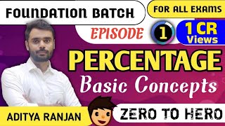 DAY1  PERCENTAGE प्रतिशतता  Basic Concepts ❤️ All Govt Exams  BY ADITYA SIR  CGL TOPPER [upl. by Nalod]