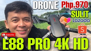 E88 DRONE 4K HD  PAANO GAMITIN  HOW TO USE  MAGKANO  SULIT BA [upl. by Thaddus]