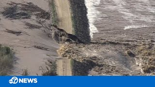 Salinas River in California breaks levee after flooding [upl. by Concoff]