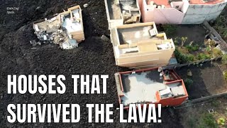 La Palma Volcano Drone Houses that stopped the lava Final view after volcano stop Dec 21 [upl. by Bysshe]