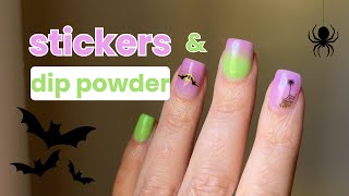 Halloween Dip Powder Nails With Stickers 🎃 [upl. by Monahon539]