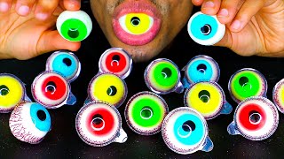 ASMR EYEBALLS JELLY GUMMY EATING CANDY CHALLENGE TROLLI GLOTZER GUMMI MUKBANG NO TALKING [upl. by Saenihp67]