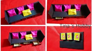 How to make a little sofa with Cardboard ardboard and Matchbox little sofa making video [upl. by Anomis]