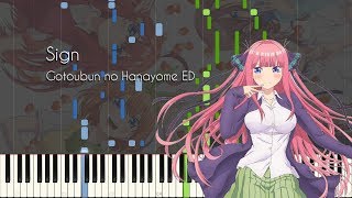 Sign  Gotoubun no Hanayome ED  Piano Arrangement Synthesia [upl. by Gerald]