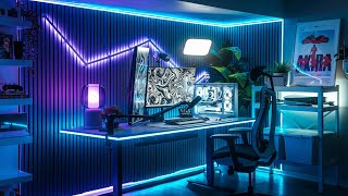 Building The Ultimate Gaming Desk Setup  Full DIY Makeover [upl. by Arihat]