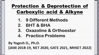 Protection and Deprotection of Carboxylic Acid and Alkynes  Reaction Mechanism and example to solve [upl. by Damalus]