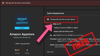 This app will not work on your device Windows 11  Amazon app store [upl. by Wisnicki433]