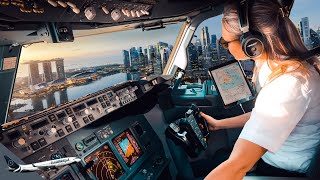 BOEING 777 Stunning LANDING SINGAPORE Airport RWY20R  Cockpit View  Life Of An Airline Pilot [upl. by Durware]