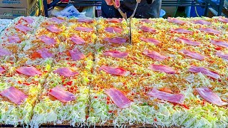 savory pancake okonomiyaki お好み焼き japanese street food [upl. by Clougher]