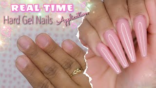 Real Time  Hard Gel Nails Application  Coffin Shape Nails  Builder Gel Nails Tutorial [upl. by Annavaig]