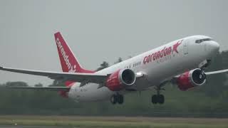 Corendon Airlines B737 MAX8 Takeoff Groningen Airport Eelde [upl. by Hammock548]