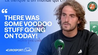 Stefanos Tsitsipas immediate reaction after French Open elimination to Carlos Alcaraz 💔 [upl. by Sinnelg]