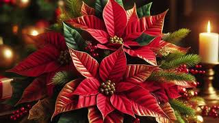 Elegant Christmas Poinsettia  Art Framed Screensaver  Art for Your TV  4K [upl. by Dnaloy]