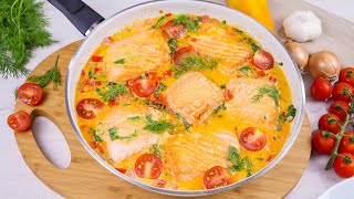 Lachs in Sahnesoße mit Spinat und Tomaten  Lachspfanne [upl. by Ynez268]