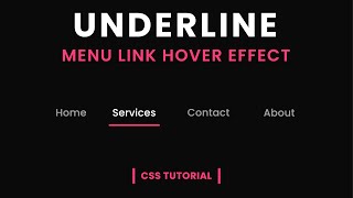 Draw Underline Link Hover Effect  CSS Menu Hover Effect [upl. by Elaval439]