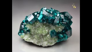 21029  DIOPTASE DUFTITE CALCITE Tsumeb Mine Namibia [upl. by Nwahs]