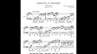 Sonate No 14 “Moonlight” 3rd Movement Sheet Music Tutorial Лунная соната Бетховен 3 часть ноты [upl. by Annua]