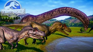 ARGENTINOSAURUS Y ALLOSAURUS EN PARQUE nuevos dinosaurios vs Ultimasaurus Jurassic World Evolution [upl. by Nodgnal]