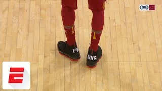 LeBron James appears to troll Enes Kanter wearing Im King shoes at Madison Square Garden  ESPN [upl. by Ecnahs]